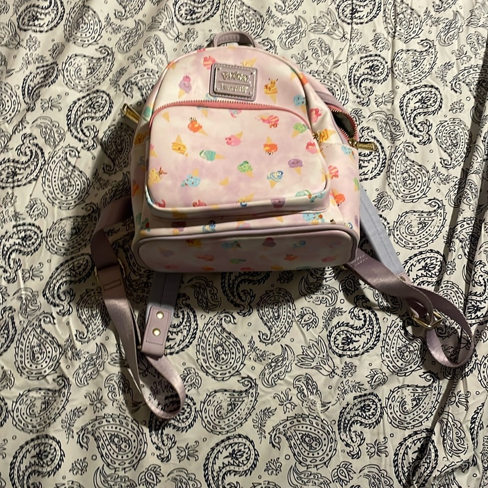 LOUNGEFLY & POKEMON acid wash, Pokemon, ice cream adjustable mini backpack